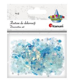 Zestaw perełki cekiny niebieskie 14g mix