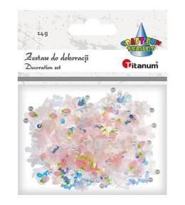 Zestaw perełki cekiny różowe14g mix