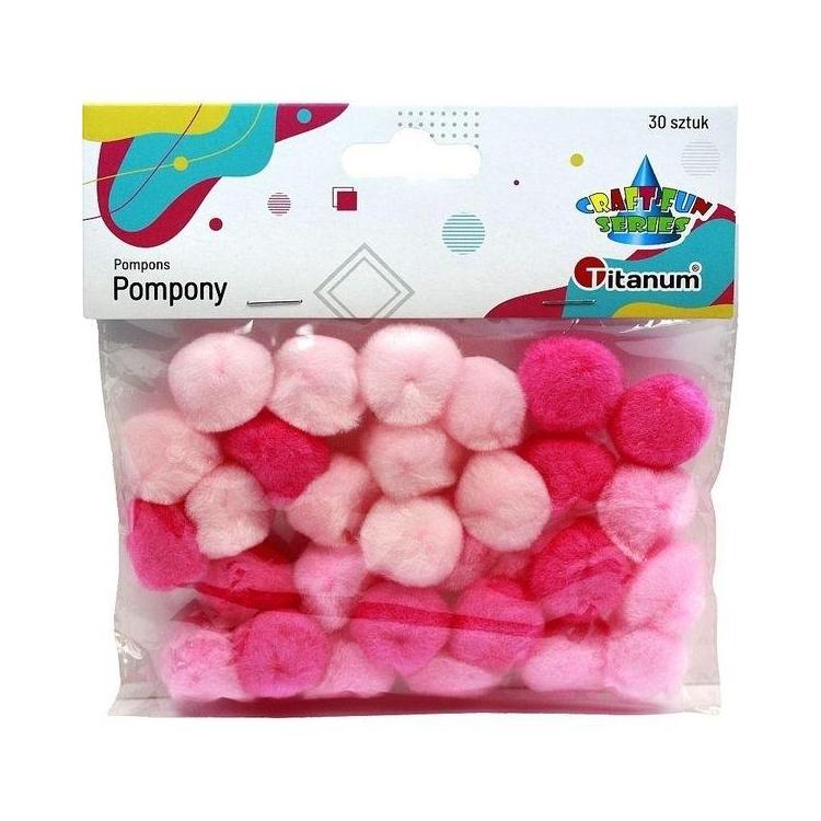 Pompony akrylowe 25mm różowe 30szt