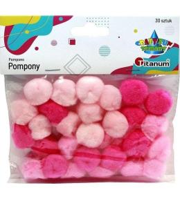 Pompony akrylowe 25mm różowe 30szt