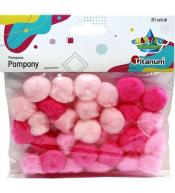 Pompony akrylowe 25mm różowe 30szt