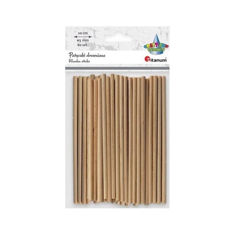 Drewniane patyczki okrągłe 3x100mm 60szt