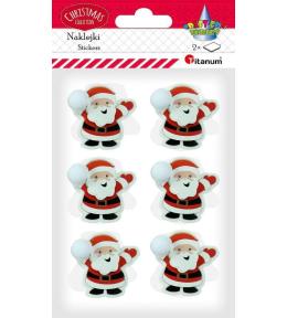 Naklejki papierowe 3D czapki Mikołaja 12szt