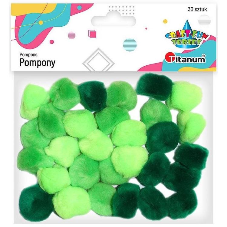 Pompony akrylowe 25mm zielone 30szt.