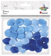 Pompony akrylowe 25mm niebieskie 30szt.