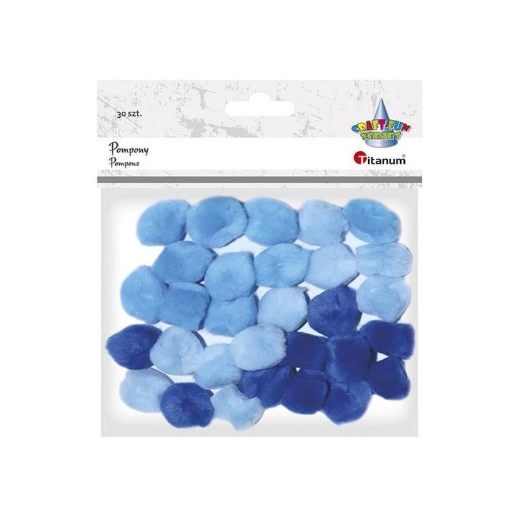 Pompony akrylowe 25mm niebieskie 30szt.