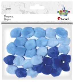 Pompony akrylowe 25mm niebieskie 30szt.