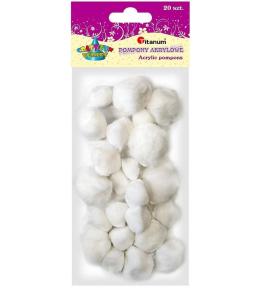 Pompony akrylowe białe 20szt.