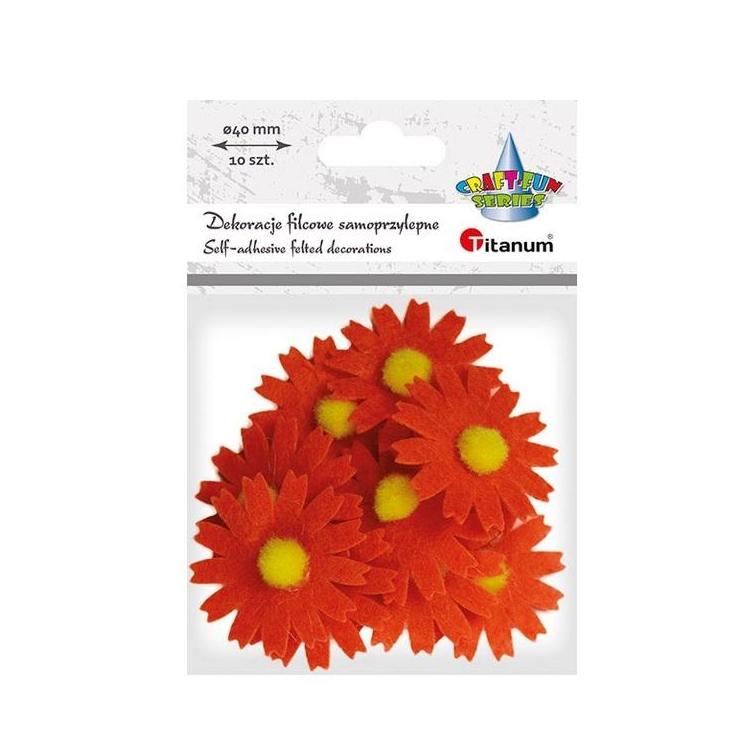 Filcowe dekoracje 3D kwiaty pomarańczowe 10szt