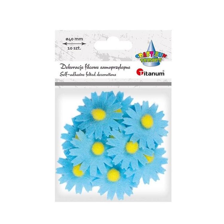 Filcowe dekoracje 3D kwiaty niebieskie 10szt