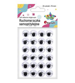 Oczy samoprzylepne z rzęsami 15mm okrągłe 24szt