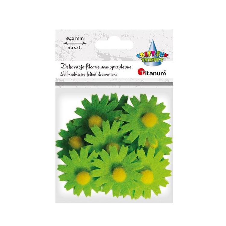 Filcowe dekoracje 3D kwiaty zielone 10szt