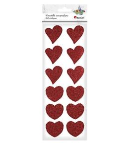 Naklejki foliowe serca mix rozmiar. czerwone 12szt