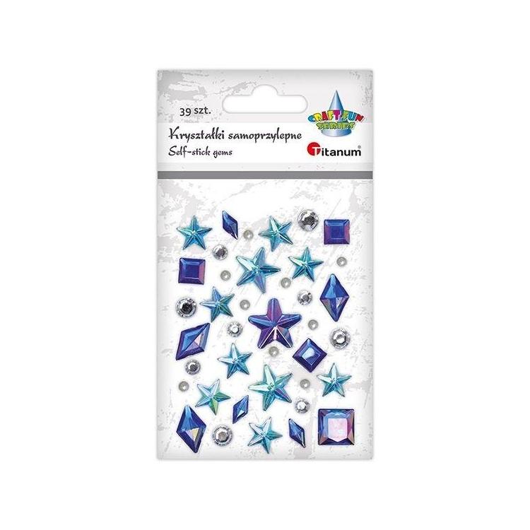 Kryształki samoprzylepne niebieskie mix 39szt