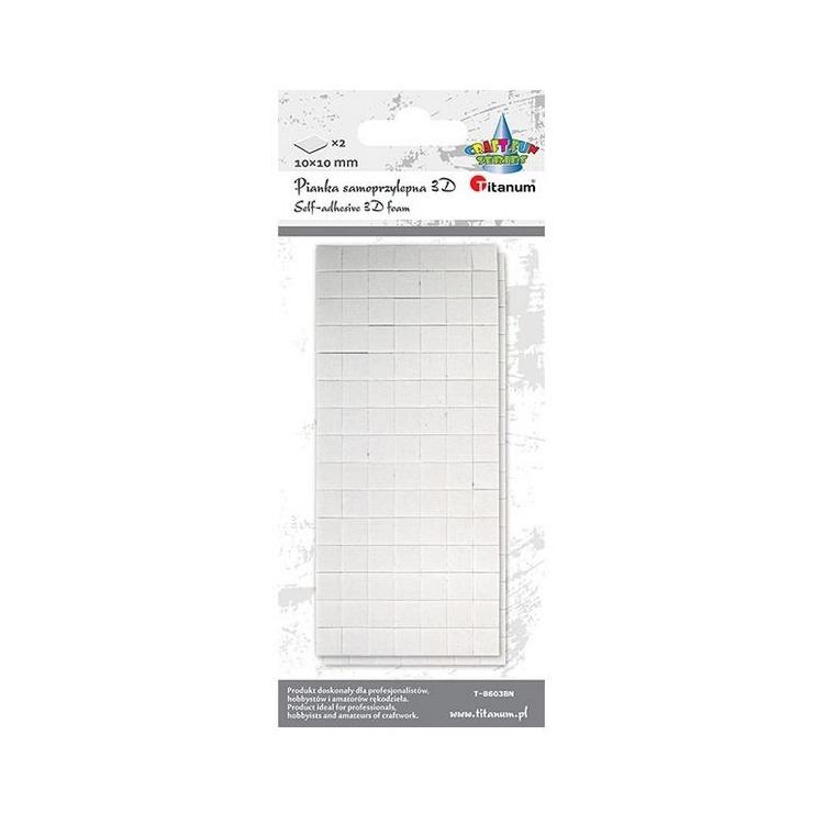 Pianka samoprzylepna 3D 10x10mm biała 2szt