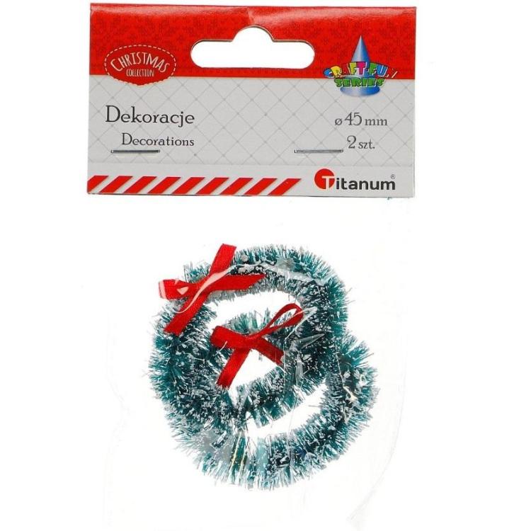 Wianek plastikowy 45mm zielony z kokardką 2szt.