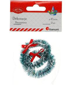 Wianek plastikowy 45mm zielony z kokardką 2szt.