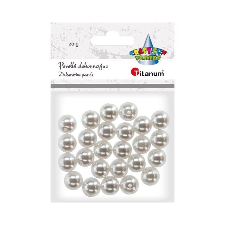 Koraliki plastikowe perełki białe 20g