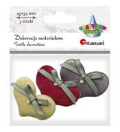 Materiałowe serca pluszowe 54x40mm 3szt