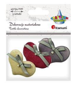 Materiałowe serca pluszowe 54x40mm 3szt