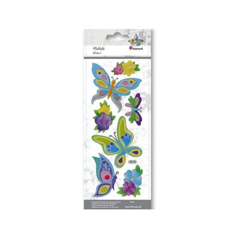 Naklejki wypukłe miękkie motyle, kwiaty 7szt