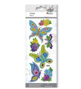 Naklejki wypukłe miękkie motyle, kwiaty 7szt