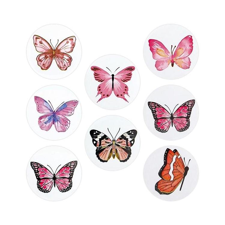 Naklejki papierowe na taśmie Motyle 25mm 500szt