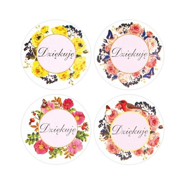 Naklejki papierowe na taśmie Dziękuję 25mm 500szt