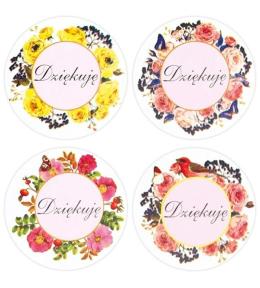 Naklejki papierowe na taśmie Dziękuję 25mm 500szt