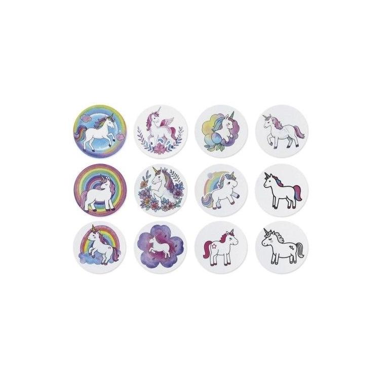Naklejki papierowe na taśmie Jednorożce 500szt