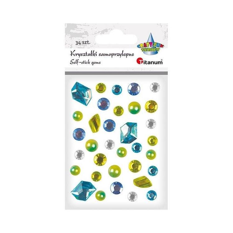 Kryształki samoprzylepne niebiesko-zielone 33szt