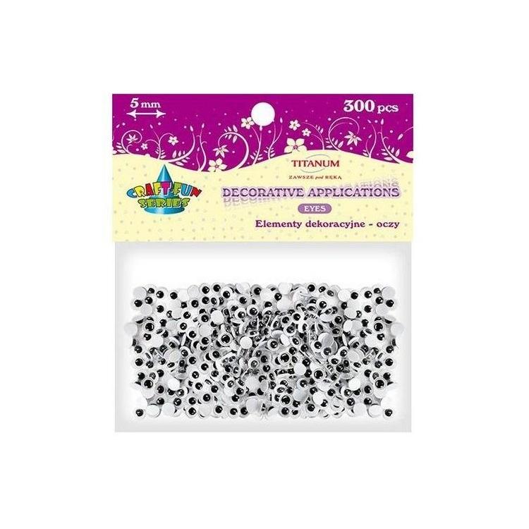 Oczy bez kleju i rzęs 5mm 300szt