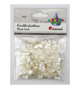 Koraliki plastikowe kwiatki białe perłowe 15g