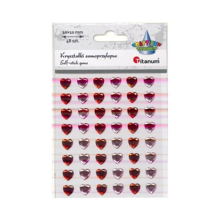 Kryształki samoprzylepne serca 10x10mm 48szt