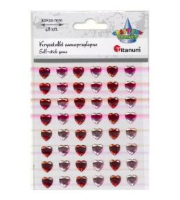 Kryształki samoprzylepne serca 10x10mm 48szt