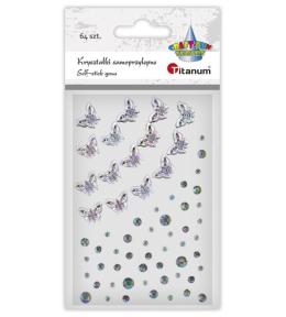Kryształki samoprzylepne Motyle i dżety 64szt