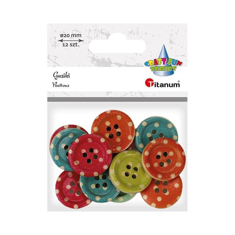 Guziki drewniane okrągłe 12szt mix