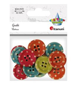 Guziki drewniane okrągłe 12szt mix