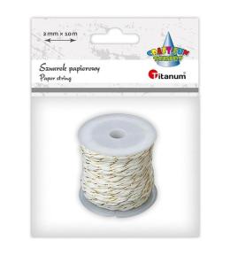 Sznurek papierowy 2mm 10m biało-złoty
