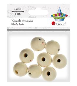 Koraliki drewniane okrągłe z twarzą 8szt