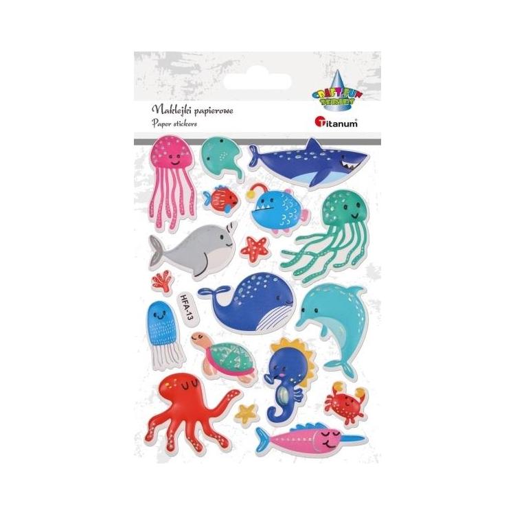 Naklejki wypukłe zwierzęta wodne mix 18szt.