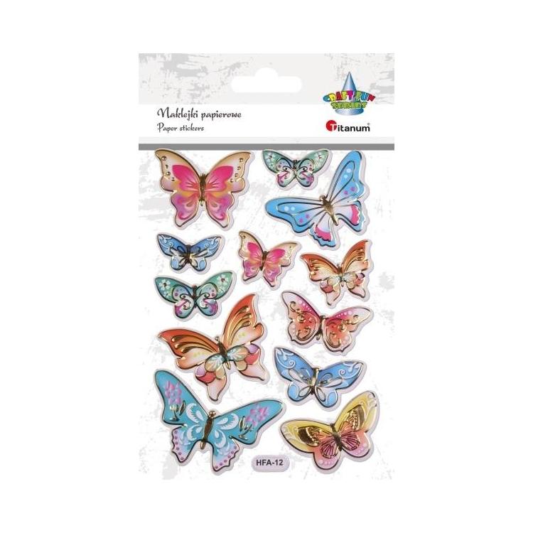 Naklejki wypukłe motyle złocone mix 12szt.