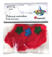 Ozdoba materiałowa serca 45x40mm czerwone 3szt