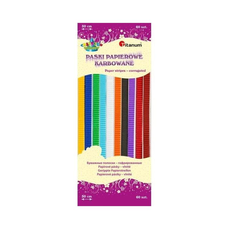 Ozdoba papierowa paski karbowane 30cm mix 60szt