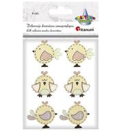 Drewniane ptaszki 42x38/36x37/42x37mm mix 6szt