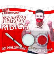 Farby do twarzy kibica 2 kolory biały i czerwony