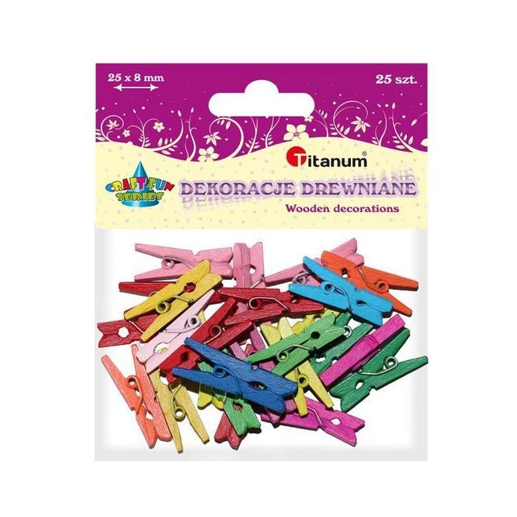 Klamerki drewniane 8 kolorów 3x25mm 25szt