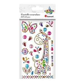 Kryształki samoprzylepne żyrafa i motyl + dekory