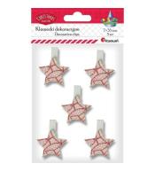 Klamerki drewniane z dekorem gwiazdki 5szt
