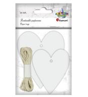 Zawieszki papierowe serca białe mix 20szt